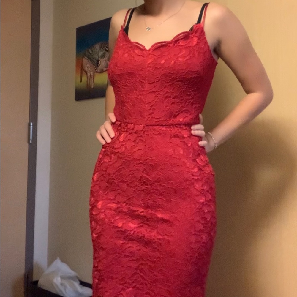 Red Lace Dress - Picture 2 of 8